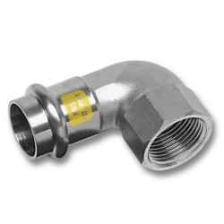 Угольник 90° 18-3/4", Sanha NiroSan Gas, 17090IG, пресс-резьба, вн., сталь нержавеющая