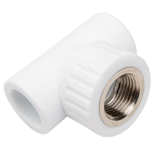 Тройник 32-1/2"-32, RTP, пайка-резьба, вн., полипропилен, белый