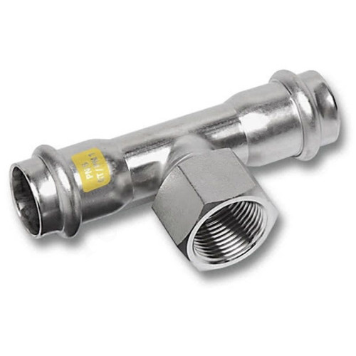 Тройник 54-1/2"-54, Sanha NiroSan Gas, 17130G, пресс-резьба, вн., сталь нержавеющая