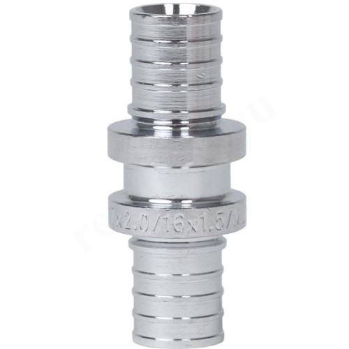 Муфта 17-17, Рехау THERM S, надв.гильза-надв.гильза, латунь (цинк), серый