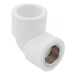 Угольник 90° 20-1/2", RTP, пайка-резьба, вн., полипропилен, белый