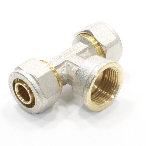 Тройник 20-3/4"-20, General Fittings 5300, 12, обжим-резьба, вн., латунь (никель)