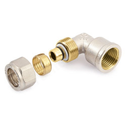 Угольник 90° 16-1/2", General Fittings 5300 22, обжим-резьба, вн., латунь (никель)