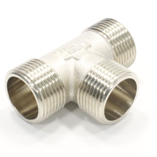 Тройник 1"-1"-1", General Fittings 2700 10, резьба-резьба, нар., латунь (никель)