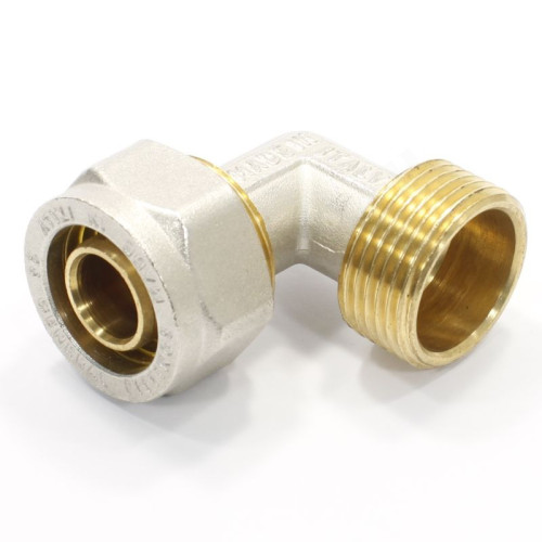 Угольник 90° 26-1", General Fittings 5300 21, обжим-резьба, нар., латунь (никель)