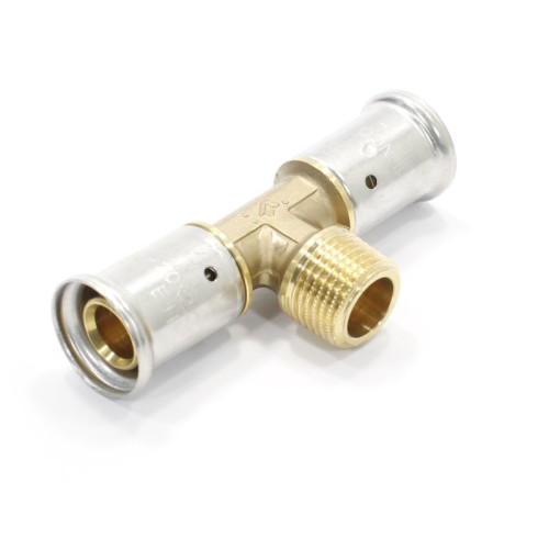 Тройник 20-1/2"-20, Henco P, 14, пресс-резьба, нар., латунь