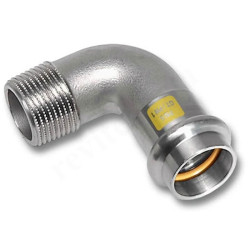 Угольник 90° 28-3/4", Sanha NiroSan Gas, 17092AG, пресс-резьба, нар., сталь нержавеющая