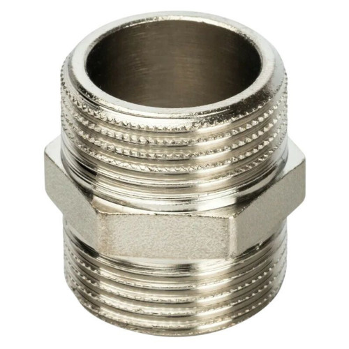 Ниппель 3/4"-3/4", WAAG, резьба-резьба, нар., латунь (никель)