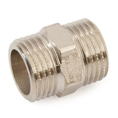 Ниппель 1"-1", General Fittings 2600 00, резьба-резьба, нар., латунь (никель)