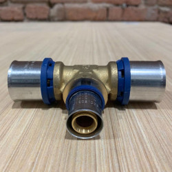 Тройник 32-20-32, General Fittings 5S00 13, пресс-пресс, латунь, золотой