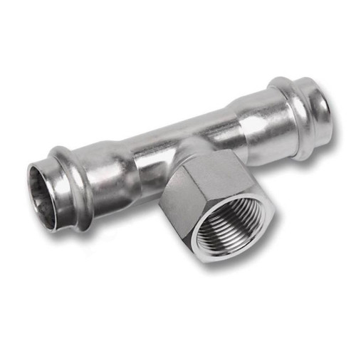 Тройник 15-1/2"-15, Sanha NiroSan, 9130G, пресс-резьба, вн., сталь нержавеющая