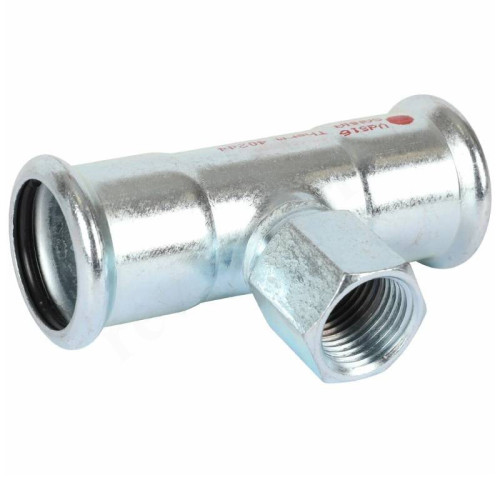 Тройник 35-1/2"-35, Sanha Therm, 24130G, пресс-резьба, вн., сталь (цинк)