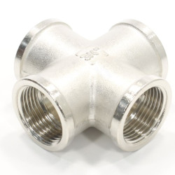 Крестовина 3/4"-3/4"-3/4"-3/4", General Fittings 2700 36, резьба-резьба, вн., латунь (никель)