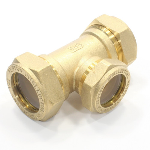 Тройник 32-25-32, Stahlmann EF, обжим-обжим, латунь