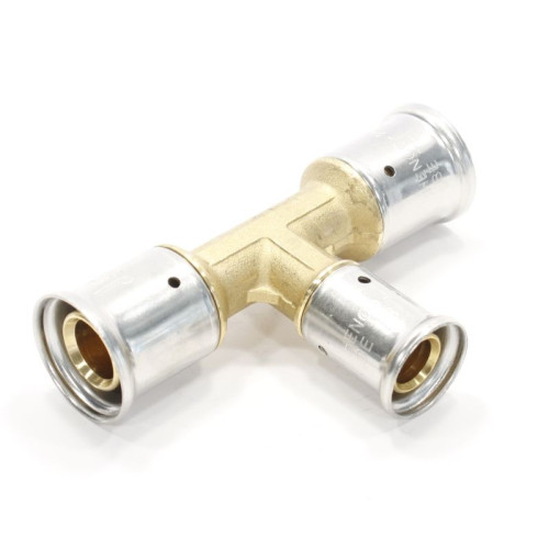 Тройник 26-20-26, Henco P, 10, пресс-пресс, латунь