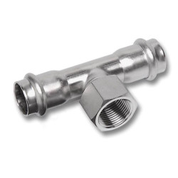 Тройник 108-3/4"-108, Sanha NiroSan, 9130G, пресс-резьба, вн., сталь нержавеющая