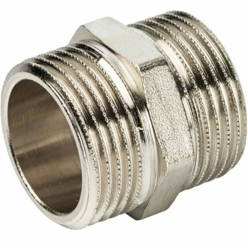 Ниппель 1/2"-1/2", General Fittings 2600 00, резьба-резьба, нар., латунь (никель)