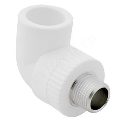 Угольник 90° 20-1/2", RTP, пайка-резьба, нар., полипропилен, белый