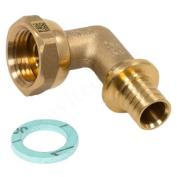 Угольник 90 16-1/2", Rehau RAUTITAN MX, надв.гильза-резьба, вн., латунь, с накид.гайкой