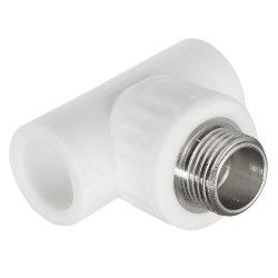 Тройник 20-1/2"-20, RTP, пайка-резьба, нар., полипропилен, белый
