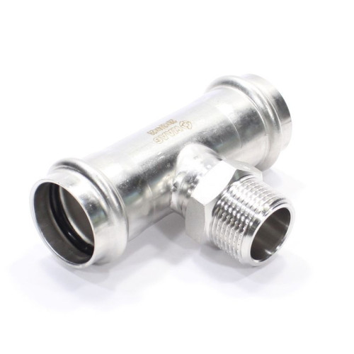 Тройник 28-3/4"-28, WAAG Heavy Inox, пресс-резьба, нар., сталь нержавеющая