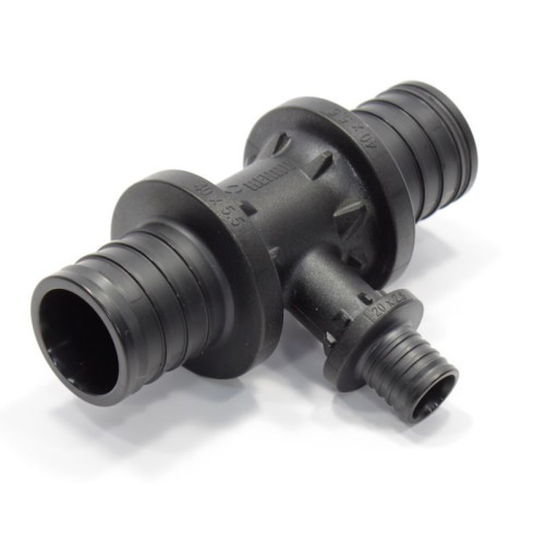 Тройник 40-20-40, Rehau RAUTITAN, PX, надв.гильза-надв.гильза, полифениленсульфон