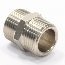 Ниппель 3/8"-3/8", General Fittings 2600 00, резьба-резьба, нар., латунь (никель)