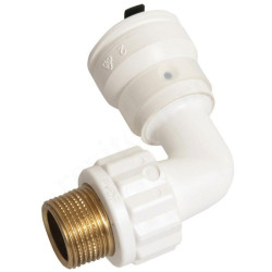 Угольник 90° 16, Henco Vision, обжим-резьба, нар., PVDF, белый