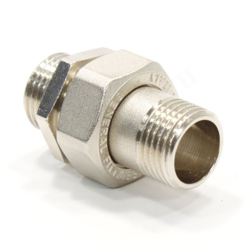 Американка 1/2"-1/2", General Fittings 2700 I6, резьба-резьба, нар., латунь (никель)