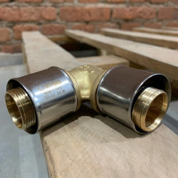 Угольник 90 32-32, General Fittings 5T00 20, пресс-пресс, латунь, золотой