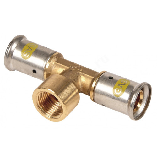 Тройник 26-1/2"-26, Henco PG, 13, пресс-резьба, вн., латунь, газ