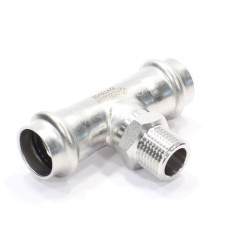 Тройник 22-1/2"-22, WAAG Heavy Inox, пресс-резьба, нар., сталь нержавеющая