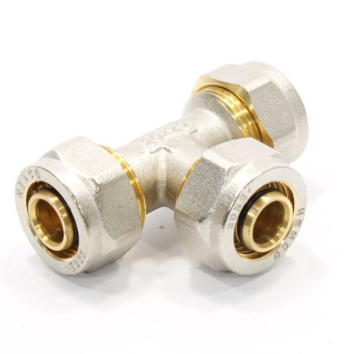 Тройник 20-20-20, Henco A, 8, обжим-обжим, латунь