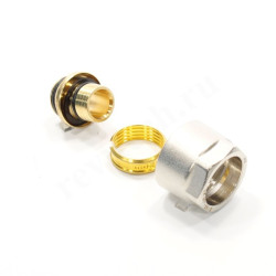 Резьбозажимное 20 x 2.0-3/4", Henco EK, обжим-резьба, вн., латунь (никель) евроконус