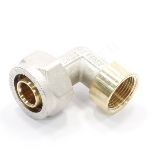 Угольник 90° 26-3/4", General Fittings 5300 22, обжим-резьба, вн., латунь (никель)