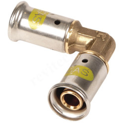 Угольник 90° 20-20, Henco PG, 1, пресс-пресс, латунь, газ