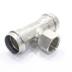 Тройник 35-1"-35, Valtec VT.INOX-PRESS, пресс-резьба, вн., сталь нержавеющая