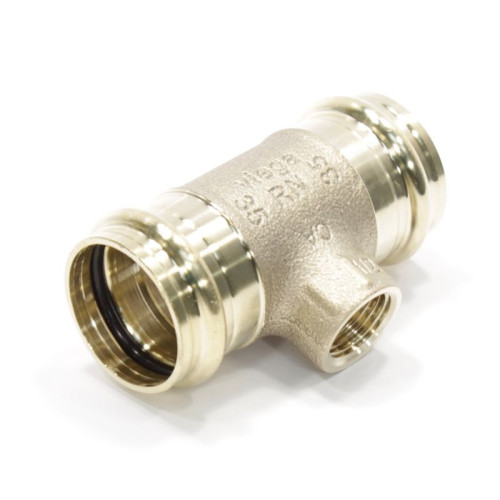 Тройник 35-1/2"-35, Viega Sanpress, 2217.2, пресс-резьба, вн., бронза
