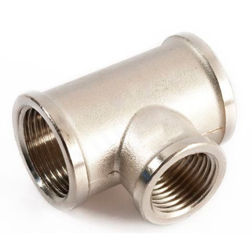 Тройник 1 1/4"-1/2"-1 1/4", General Fittings, резьба-резьба, вн., латунь (никель)