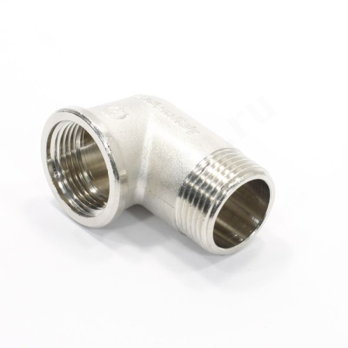 Угольник 90° 1"-1", General Fittings 2700 F8, резьба-резьба, вн.- нар., латунь (никель)