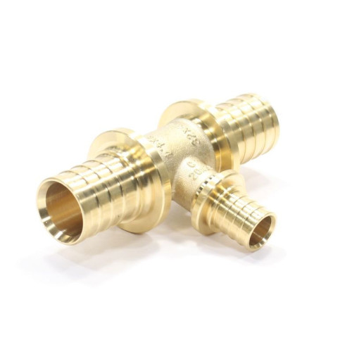 Тройник 32-20-32, Рехау RAUTITAN MX, надв.гильза-надв.гильза, латунь