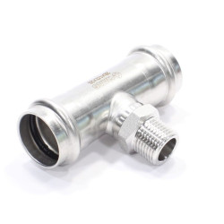 Тройник 28-1/2"-28, WAAG Heavy Inox, пресс-резьба, нар., сталь нержавеющая