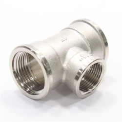 Тройник 1"-3/4"-1", General Fittings 2700 13, резьба-резьба, вн., латунь (никель)