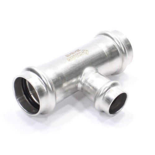 Тройник 28-18-28, WAAG Heavy Inox, пресс-пресс, сталь нержавеющая