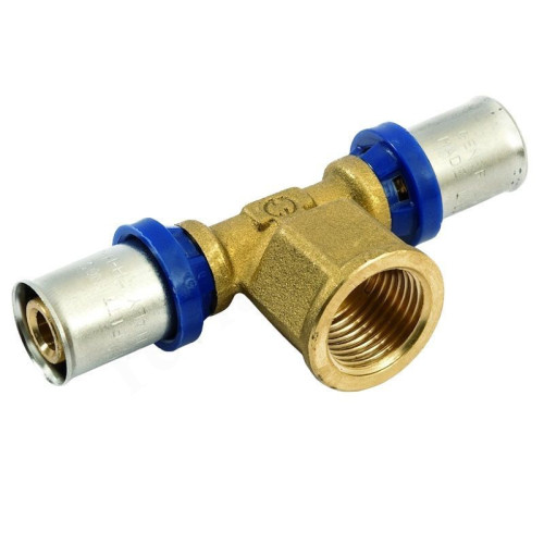 Тройник 20-1/2"-20, General Fittings 5T00 12, пресс-резьба, вн., латунь