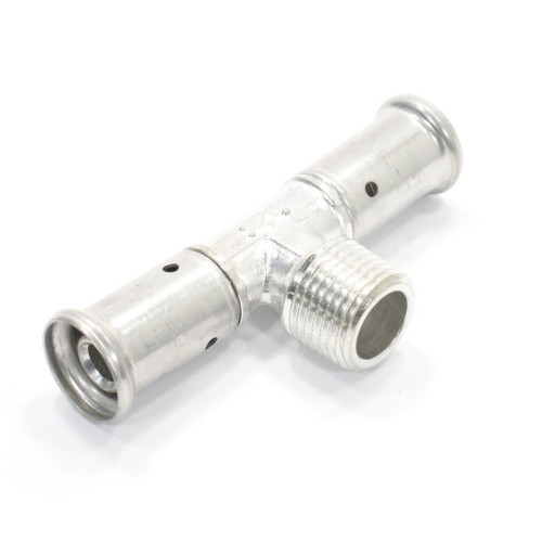 Тройник 16-1/2"-16, Henco P, 14, пресс-резьба, нар., латунь