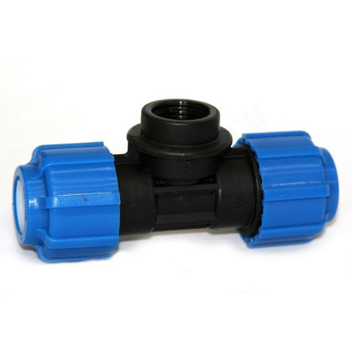 Тройник 32-1"-32, Джилекс, обжим-резьба, вн., ПНД