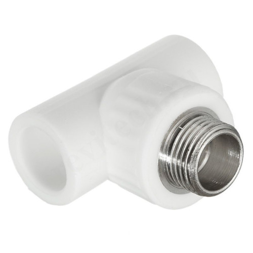 Тройник 20-1/2"-20, RTP, пайка-резьба, нар., полипропилен, белый