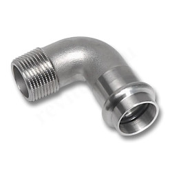 Угольник 90° 35-1 1/4", Sanha NiroSan, 9092AG, пресс-резьба, нар., сталь нержавеющая