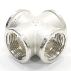 Крестовина 1"-1"-1"-1", General Fittings 2700 36, резьба-резьба, вн., латунь (никель)